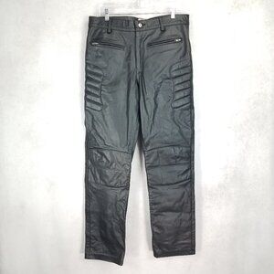 Olly and Ally Men's 36 Genuine Leather Biker Moto Motorcycle Quilted Pants Black